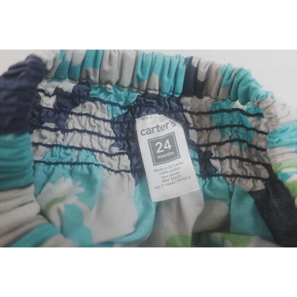 Carter's 24M Toddler Girl Floral Skirt Blue Green White Cotton Elastic Waist‎